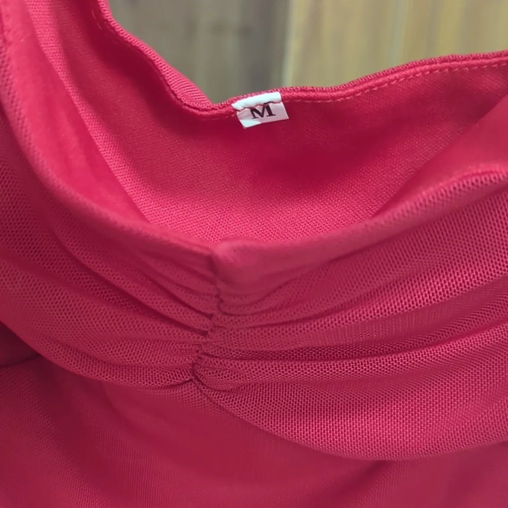 Sexy Valentines Day Elegant Red Ruched Dress - Picture 4 of 5